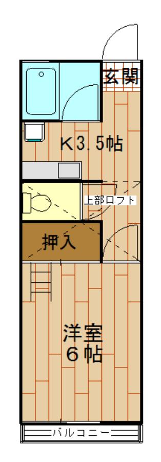 ロフティハイツイズミ(1K/2階)の間取り写真