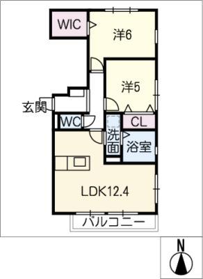 エルメゾン杁ヶ池(2LDK/1階)の間取り写真