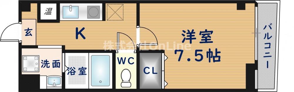 フレンディー(1K/3階)の間取り写真