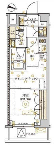 ドムスタイル武蔵小山(1DK/3階)の間取り写真