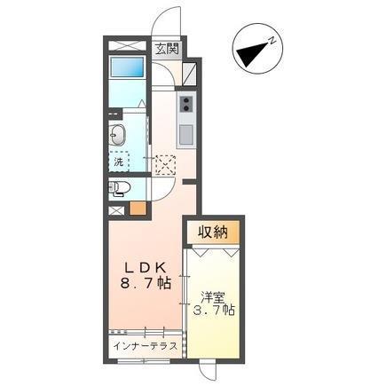 ルポゼ K.K(1LDK/1階)の間取り写真