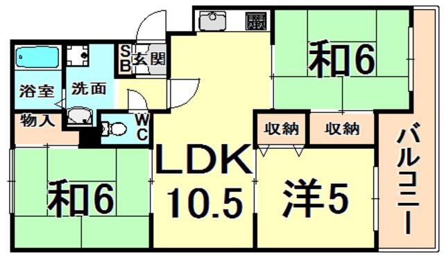 サニ-ハイツ高台C棟(3LDK/3階)の間取り写真