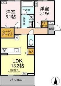 コラボ 北宿(2LDK/3階)の間取り写真