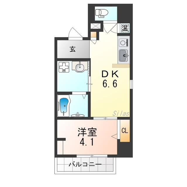 住吉橋町エヌエム・スワサント・ディス(1DK/8階)の間取り写真