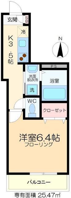 FUJI(1K/2階)の間取り写真