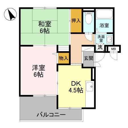 アーバンライフフミ(2K/2階)の間取り写真