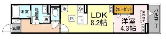 グラナーデ東伊興(1LDK/1階)の間取り写真