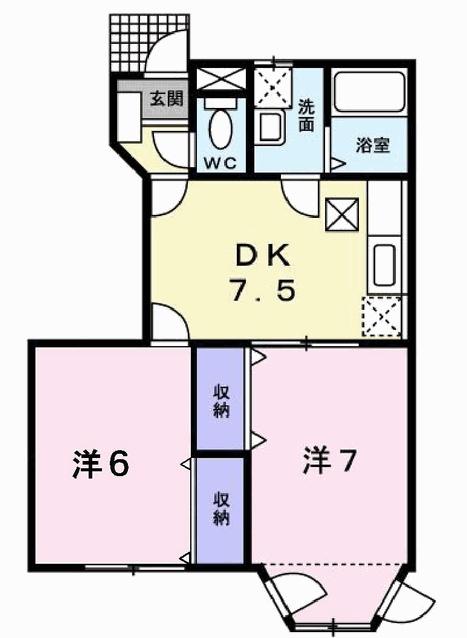 シエルアンフィニ(2DK/1階)の間取り写真