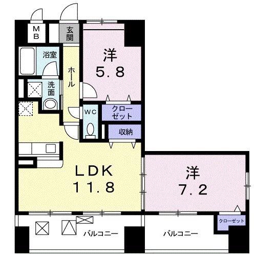 グローブ・アマランス(2LDK/6階)の間取り写真