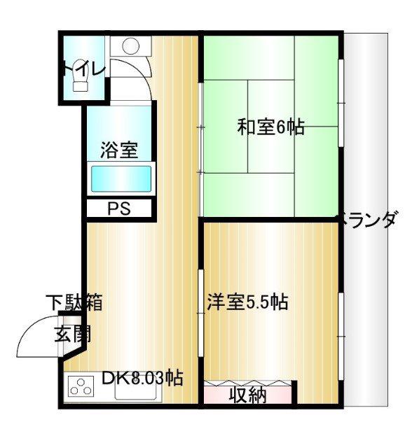 かしまやビル(2DK/3階)の間取り写真
