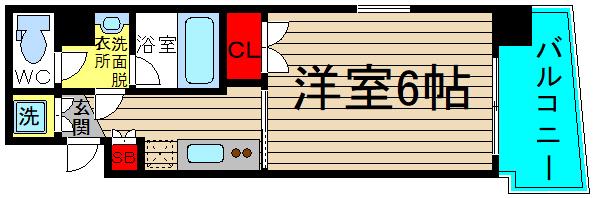 地下鉄御堂筋線 大国町駅 徒歩5分 13階建 築12年(1K/12階)の間取り写真
