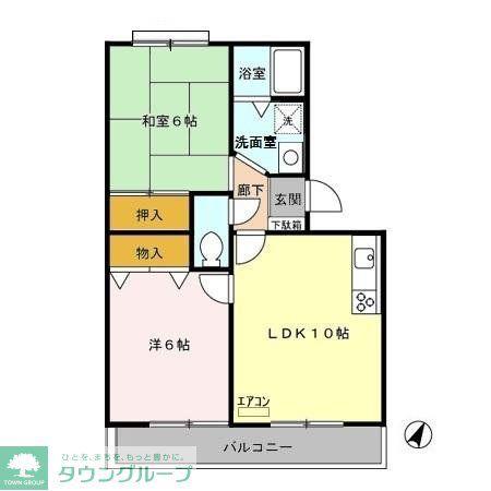 プリムヴェール弐番館(2LDK/2階)の間取り写真