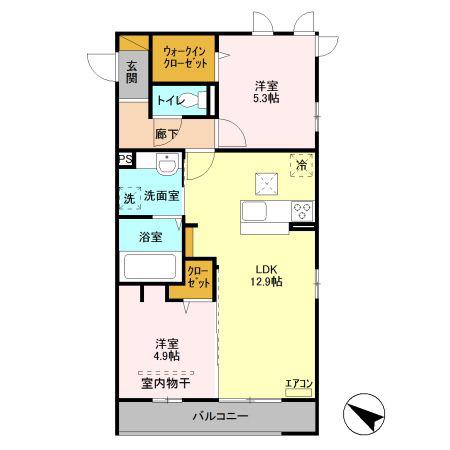 プレミール(2LDK/1階)の間取り写真