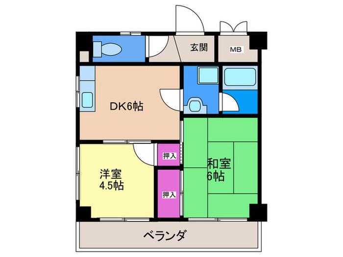 小橋丸大ビル(2DK/4階)の間取り写真