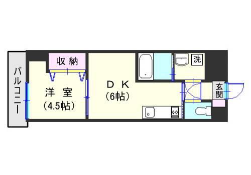 リードインアイエスヒラノ(1DK/5階)の間取り写真