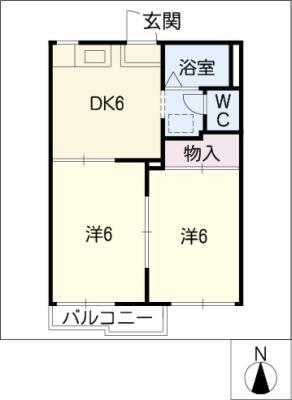 メゾン宮町A・B(2DK/1階)の間取り写真
