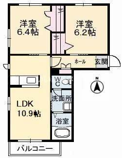 シャーメゾンソアーヴェ(2LDK/3階)の間取り写真