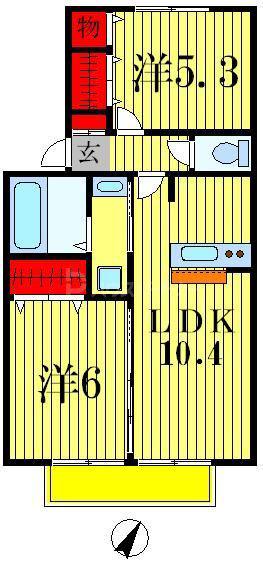 エトワール松戸A(2LDK/2階)の間取り写真