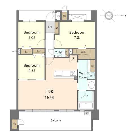 S-RESIDENCE愛宕サウス(3LDK/8階)の間取り写真