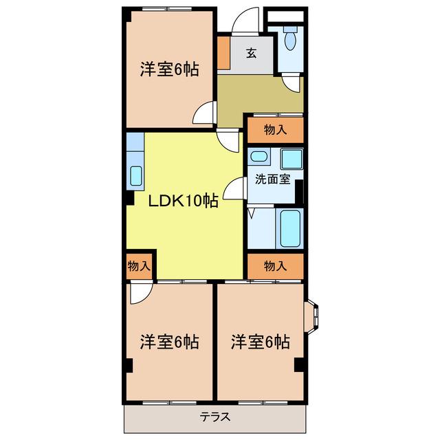 グリーンハイツ芝(3LDK/1階)の間取り写真