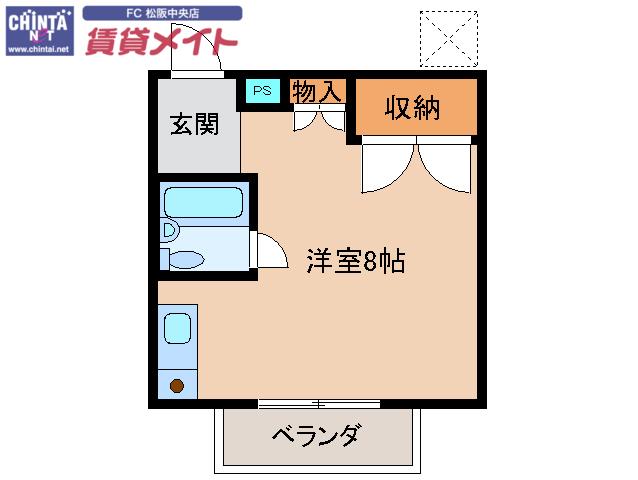 コーポKONISHI(ワンルーム/2階)の間取り写真