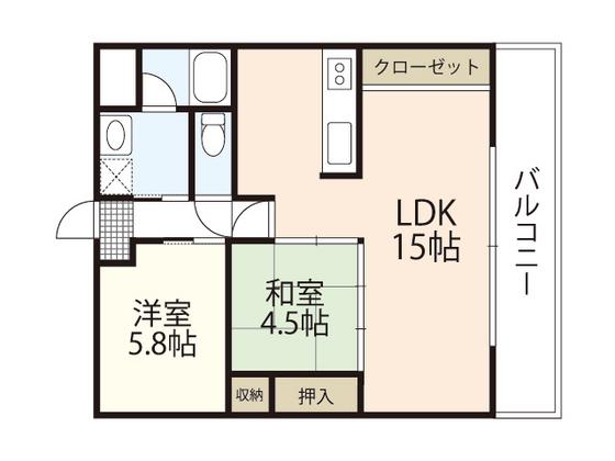 エネピア庚午北(1SLDK/2階)の間取り写真