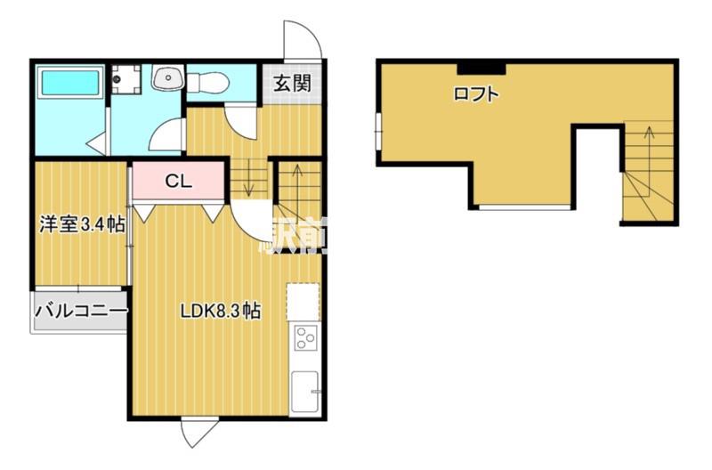 POLARIS大牟田南(1LDK/2階)の間取り写真