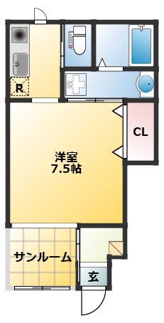 CREATIO(1K/1階)の間取り写真