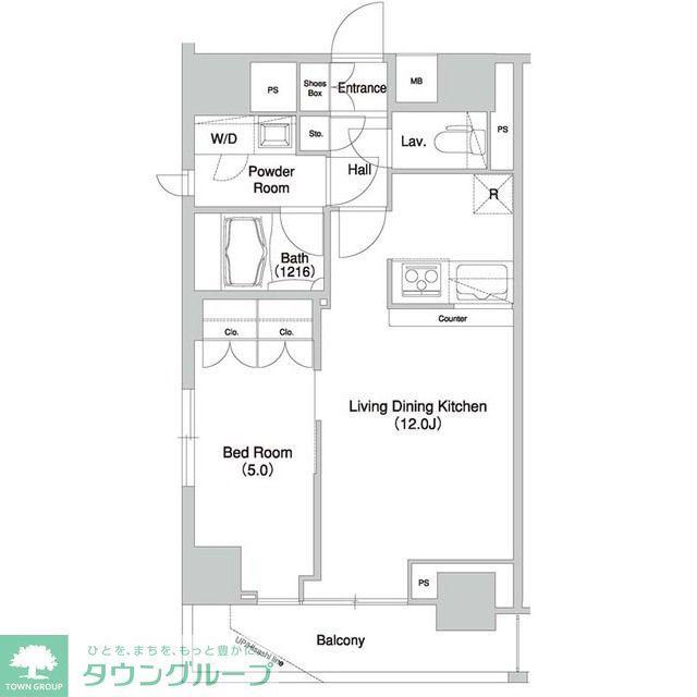 グラマシー横濱関内(1LDK/2階)の間取り写真