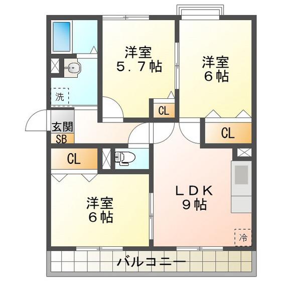 サーフサイドサンシャイン(3LDK/3階)の間取り写真