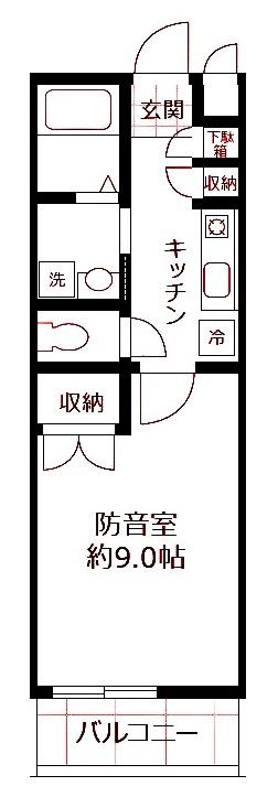 ビバーチェ武蔵小杉(1K/2階)の間取り写真