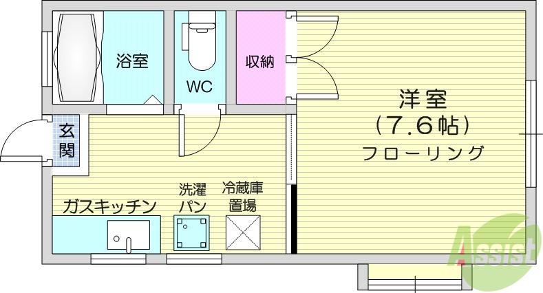 山形ハイツ(1K/2階)の間取り写真