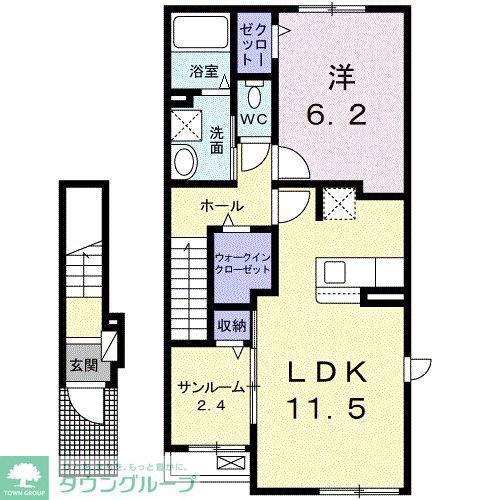 ジャム ハウス(1LDK/2階)の間取り写真