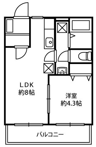シェリール・パルク(1LDK/2階)の間取り写真