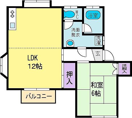 マリオハイツ(1LDK/1階)の間取り写真