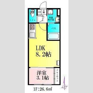 バルミジュール宮千代(1LDK/1階)の間取り写真