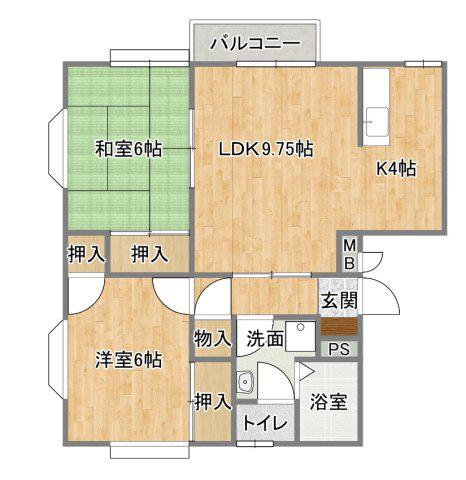エクセルシオール(2LDK/1階)の間取り写真