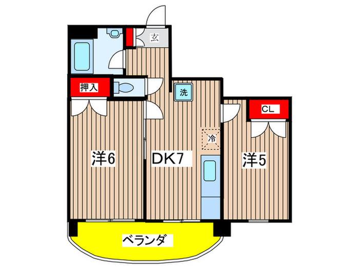 星コーポラス(2DK/5階)の間取り写真