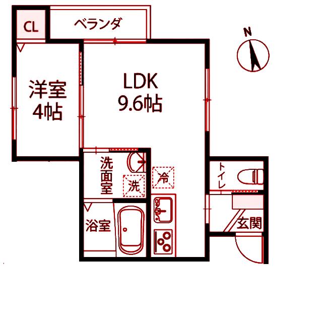 カーサ デ コスタ(1LDK/2階)の間取り写真
