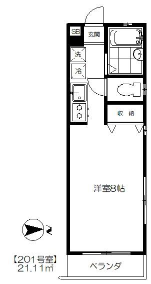 ラフィネ上池台(1K/2階)の間取り写真