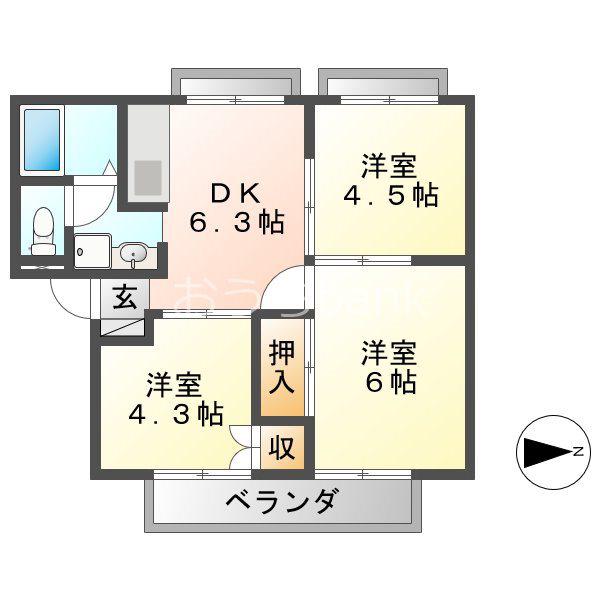 メゾン藤(3DK/1階)の間取り写真