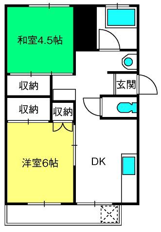 長堀マンション 2号棟(2DK/3階)の間取り写真