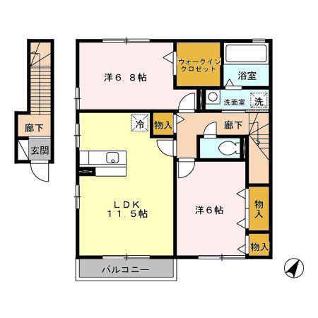 サングリーンC(2LDK/2階)の間取り写真