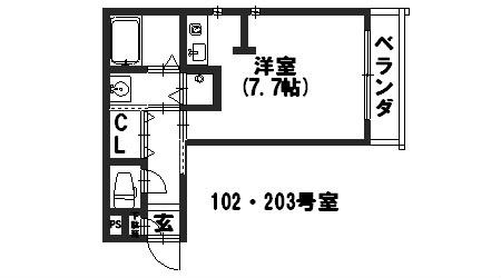 アルナージ長岡京(ワンルーム/1階)の間取り写真
