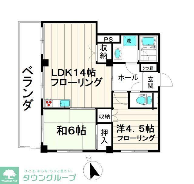 アルファ武蔵野2(2LDK/6階)の間取り写真