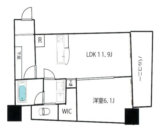三樹ビル(1LDK/8階)の間取り写真