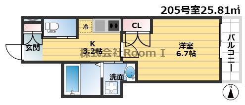 ウエストフィールドリバーサイド・旭化成ヘーベルメゾンHEBEL HAU(1K/2階)の間取り写真