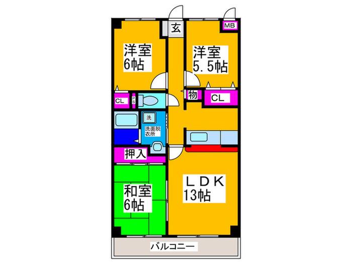 メゾンM(3LDK/2階)の間取り写真