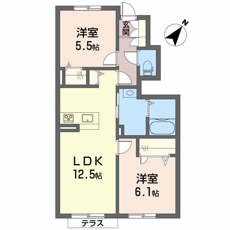 シャーメゾンHADA(2LDK/1階)の間取り写真