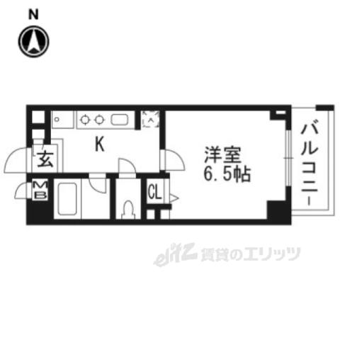 アスヴェル京都東寺前Ⅱ(1K/4階)の間取り写真